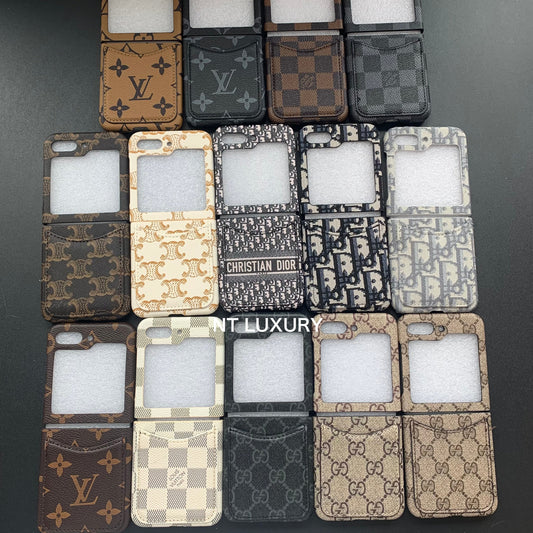 Coque Florale Vintage avec Poche pour Z-Flip Series (Noir Bon)