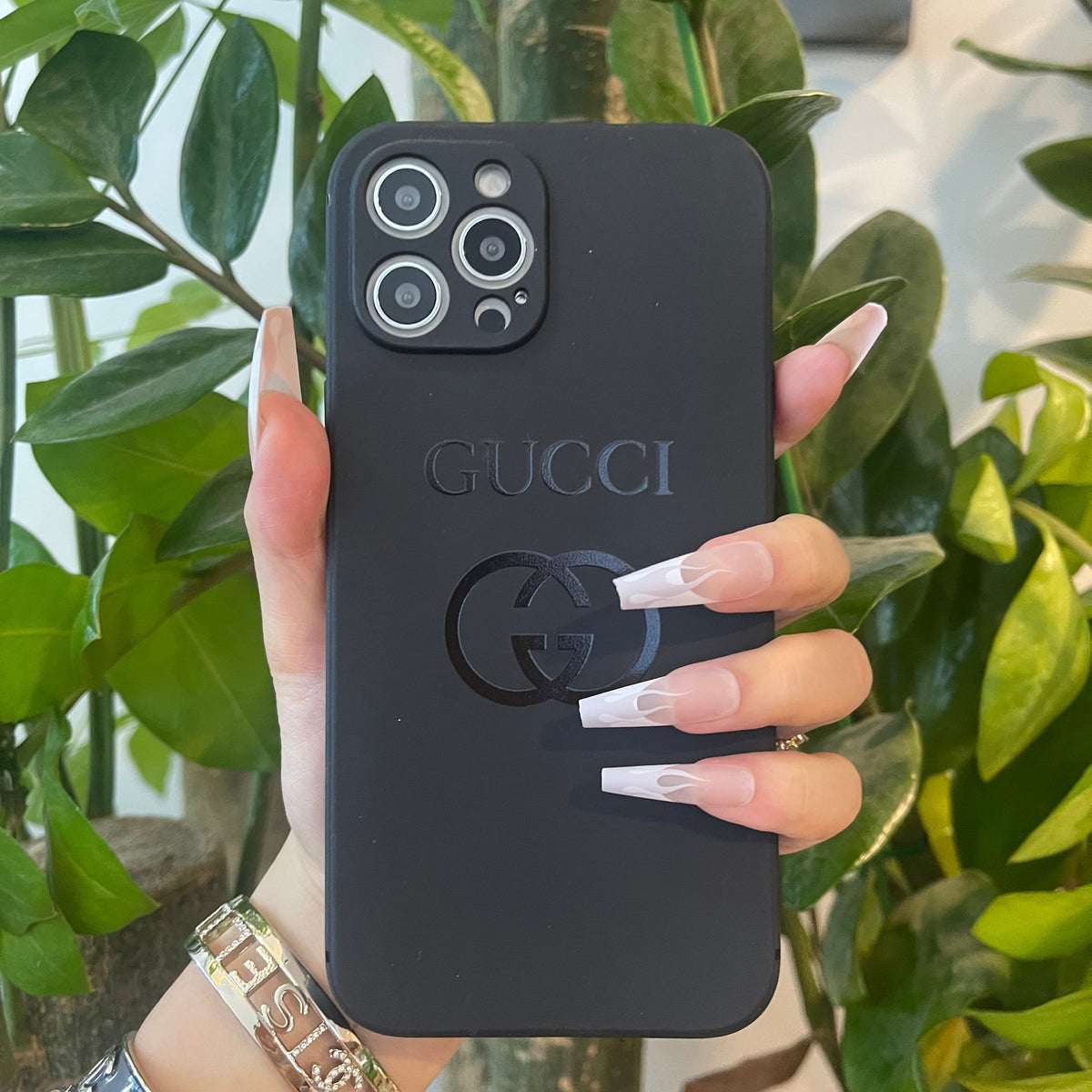 Coque de téléphone noire tendance (GG)