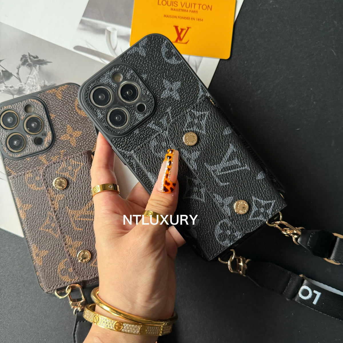 Coque iPhone Found Love avec porte-monnaie et rayures (Lot de 3)