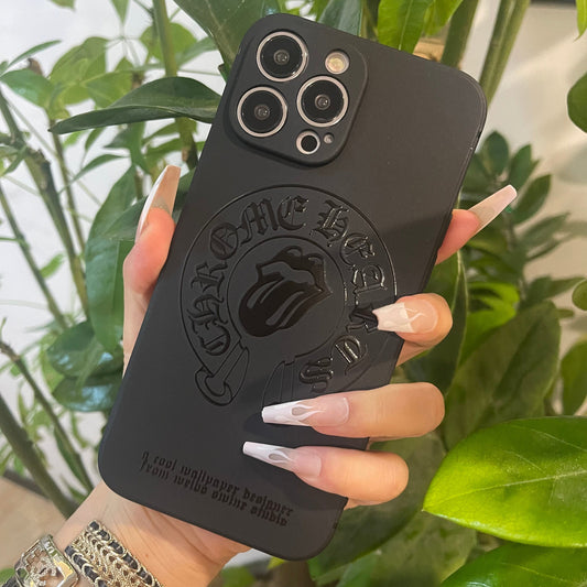 Coque de téléphone noire tendance (Cœur et lèvres)