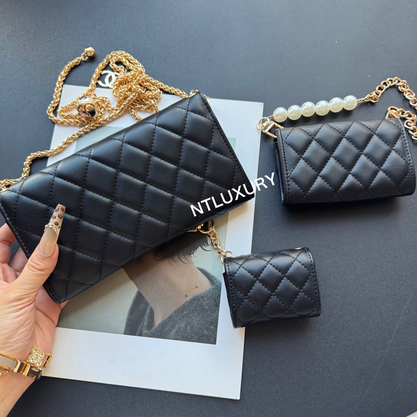 Portefeuille Coco Fine Set de 3 (Noir)