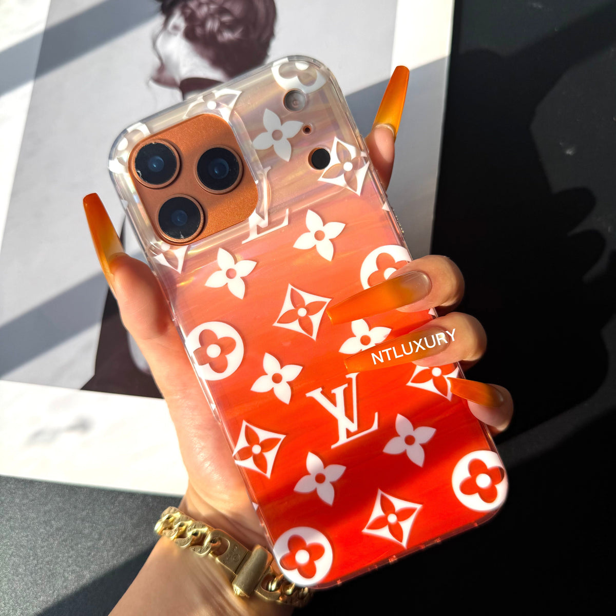 Orangefarbene Handyhülle (Liebe)