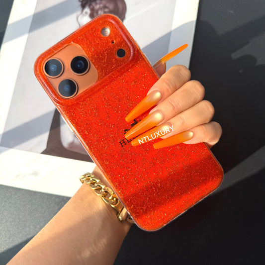 Étui de téléphone couleur orange (cheval)