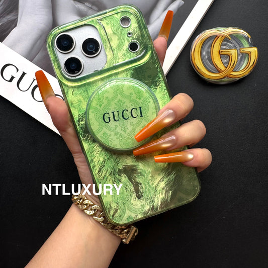 Coque de téléphone verte avec support Magsafe