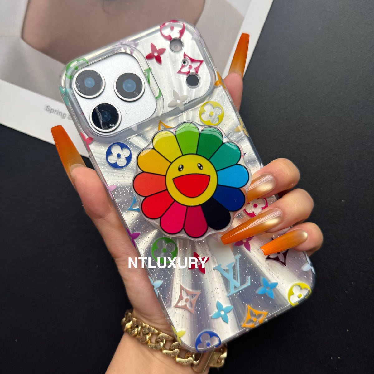 Laser Shining Love Phone Case with Coloful Magsafe Holder