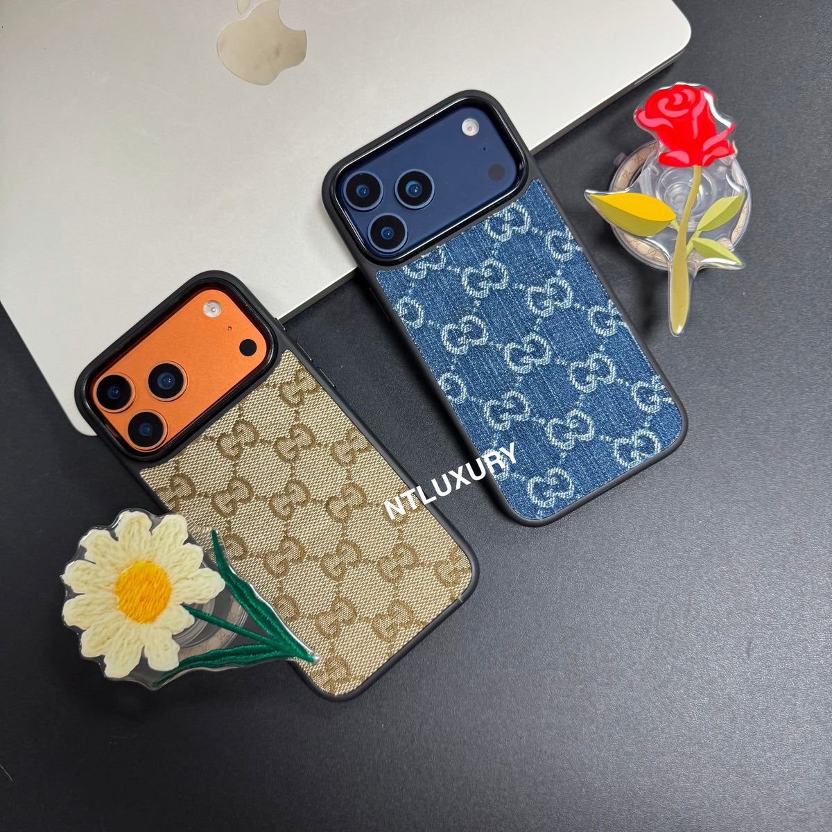 Coque de téléphone Denim Good MagSafe avec support MagSafe floral