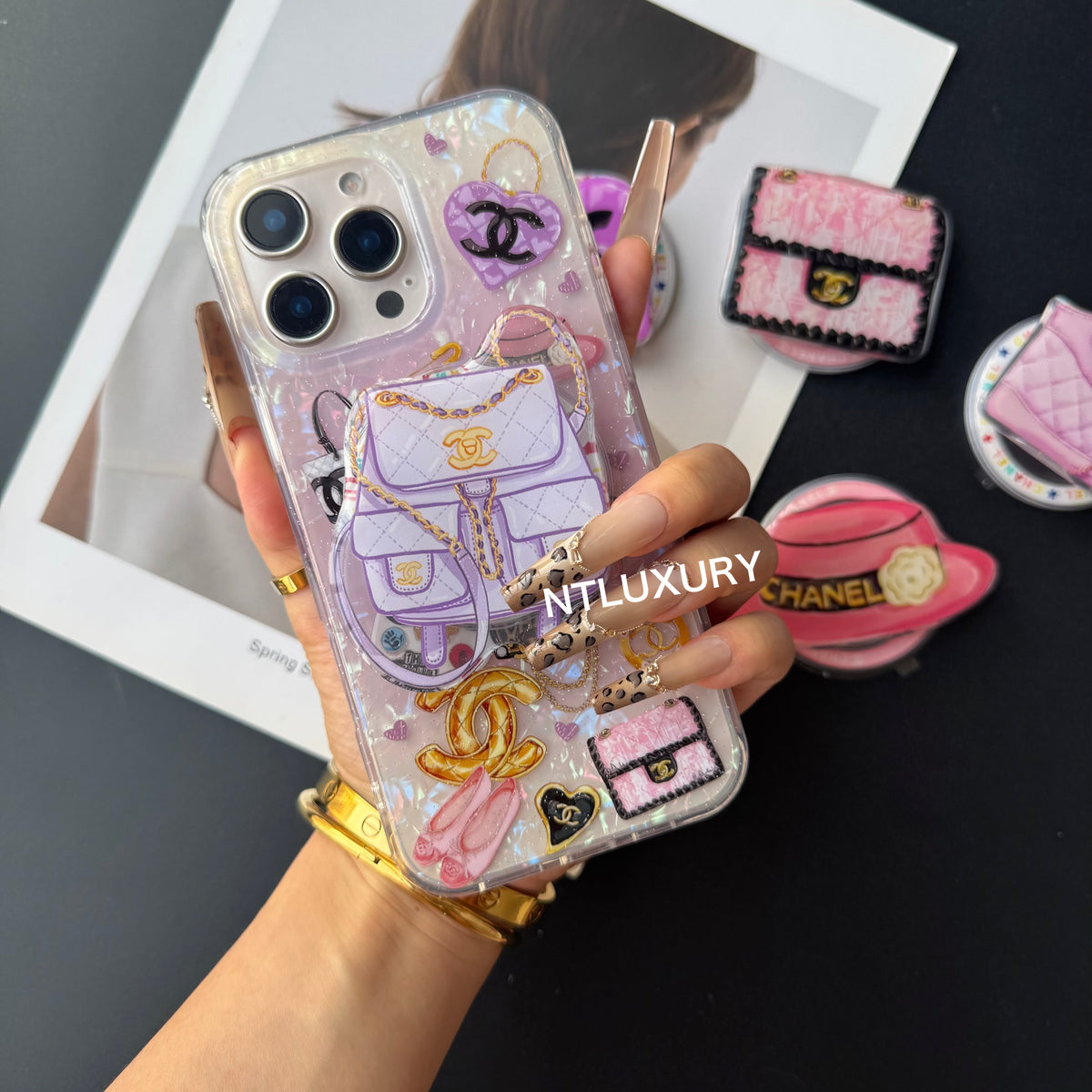 Purple Shell Phone Case with MagSafe Holder