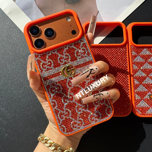 Orange Glitzer Fashion Handyhülle für Mädchen