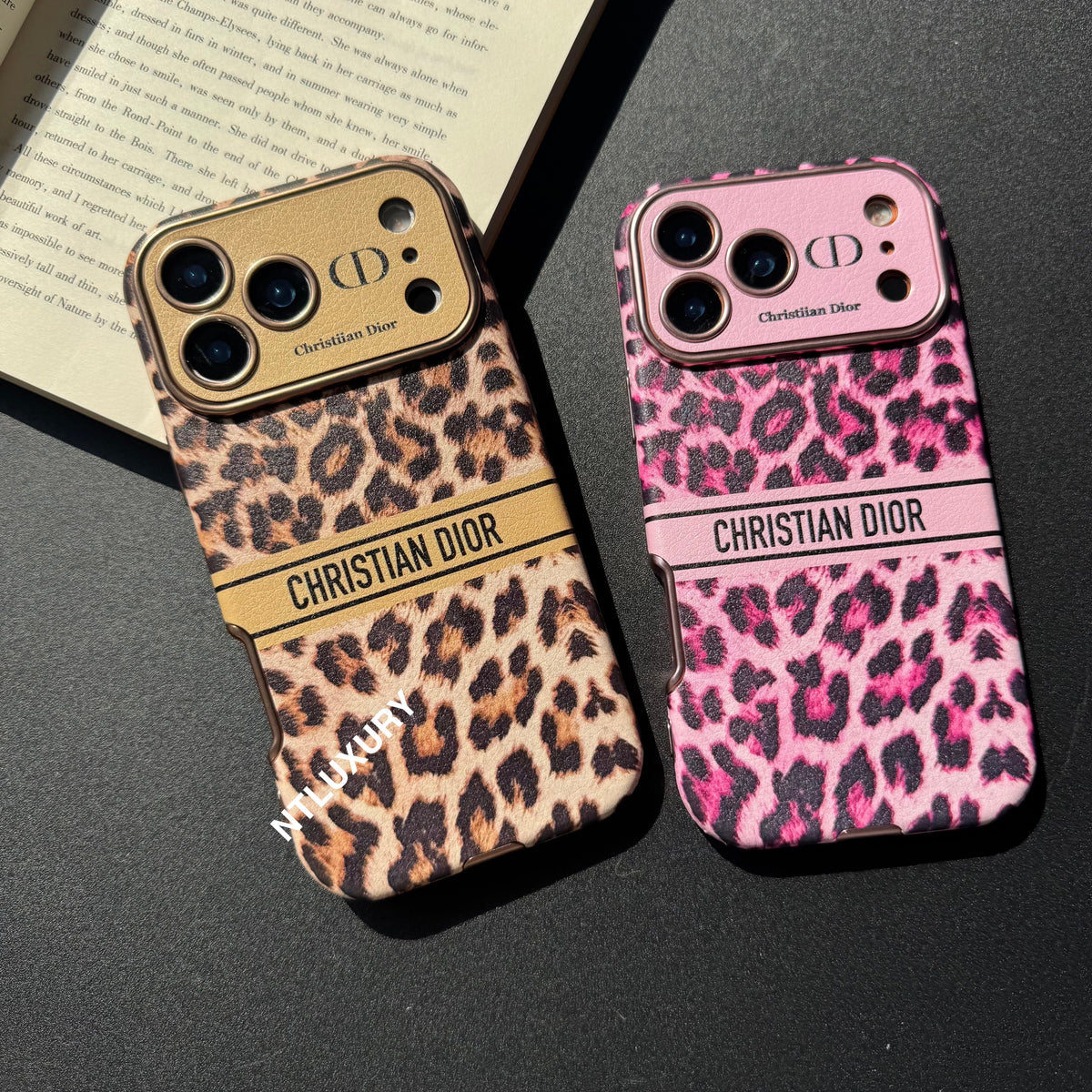 Coque de téléphone imprimé léopard avec motif cœur
