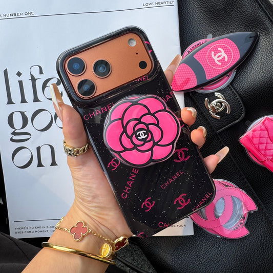 Black Pink CC Magsafe Phone Case with Cute Holder