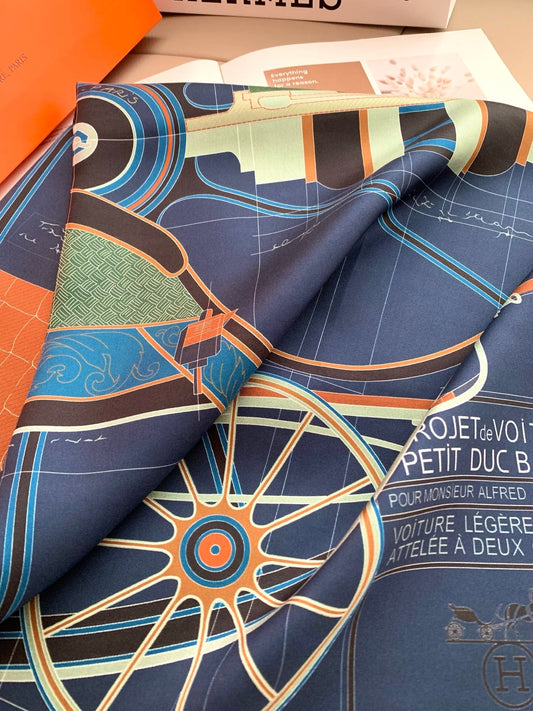 Painting Horse Silk Scarf (Blue)