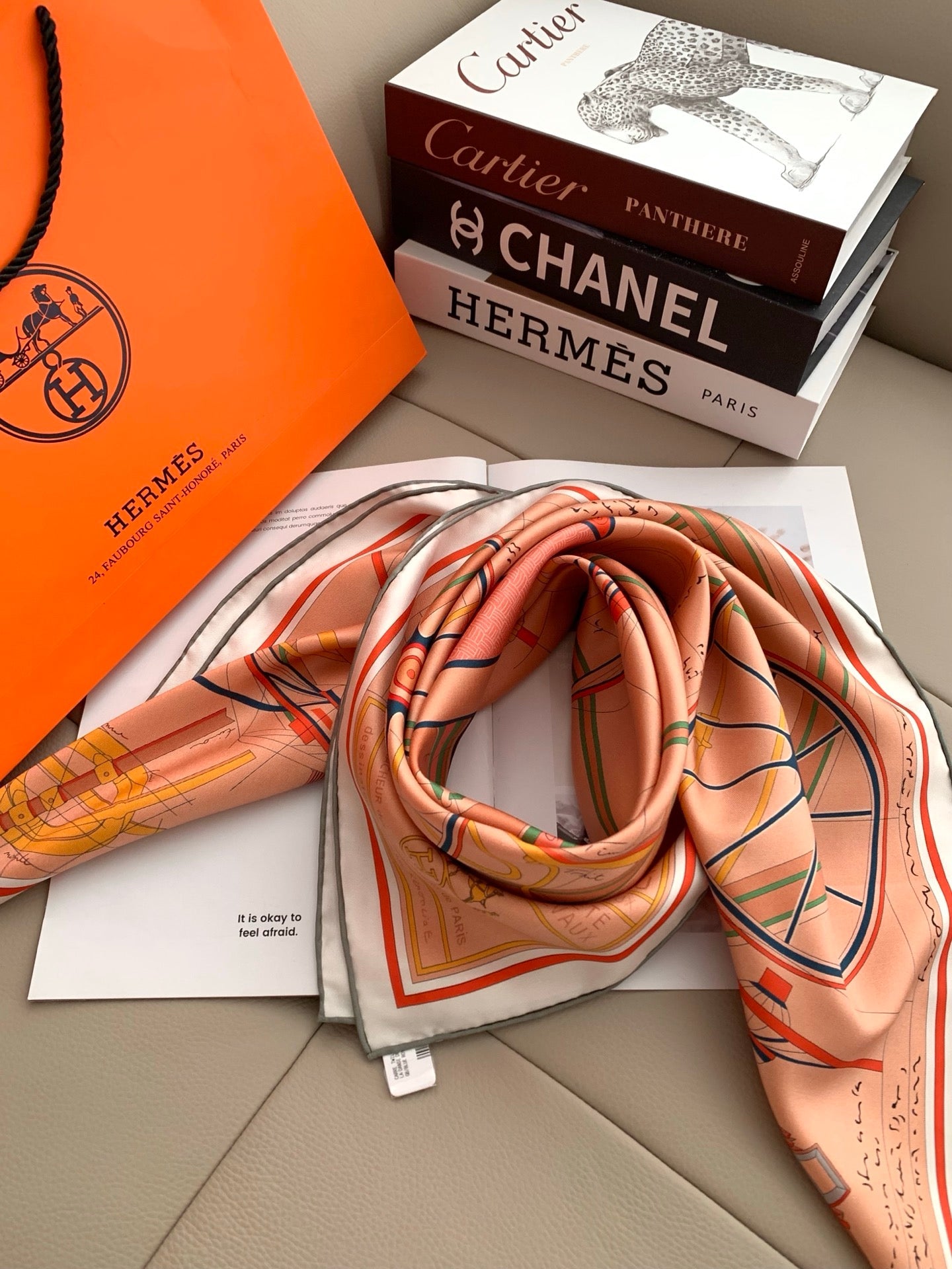 Painting Horse Silk Scarf (Orange)