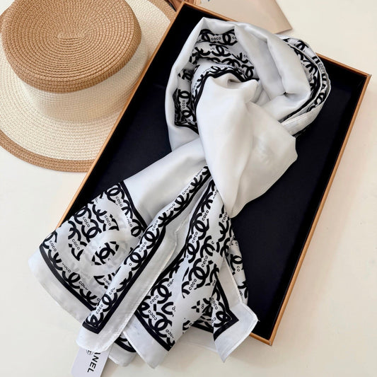 CC White Girl Silk Long Scarf