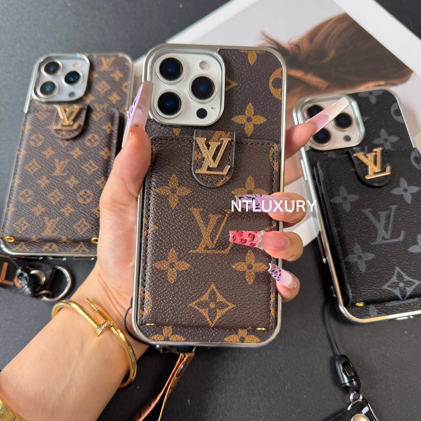Silver Side Love Design For iPhone with Rope