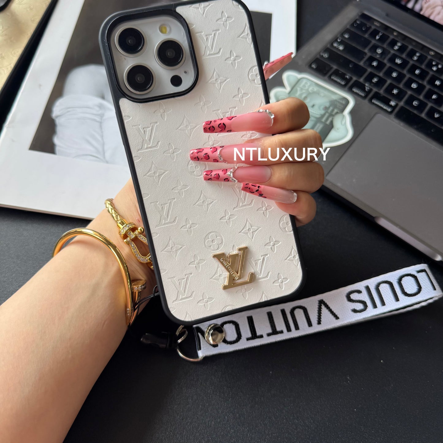 Pure Press Floral Design Phone Case with Stripe