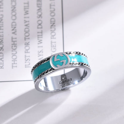 Blauer Emaille-Ring