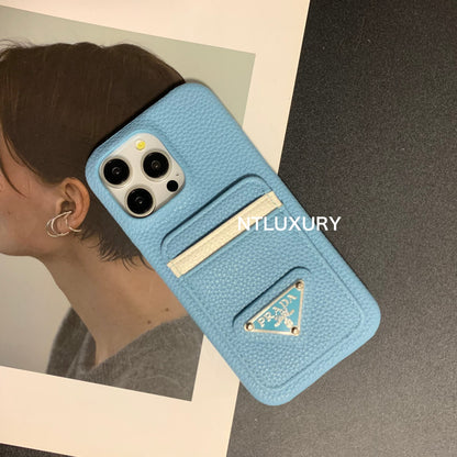 Litchi Pattern Phone Case with Pocket for iPhone