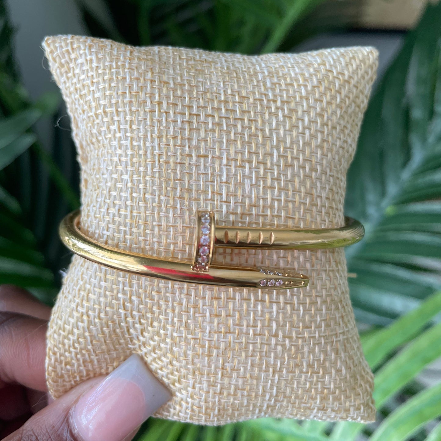 Gold Diamond Nail Bracelet