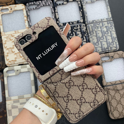Vintage Floral Case For Z-Flip Series with Pocket (Brown Good)