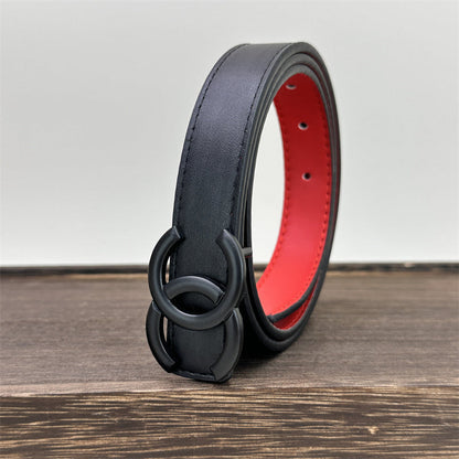 Ceinture en cuir CC pour femme (noir)