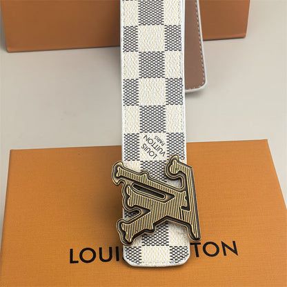 Ceinture horizontale texturée à boucle (Treillis blanc)
