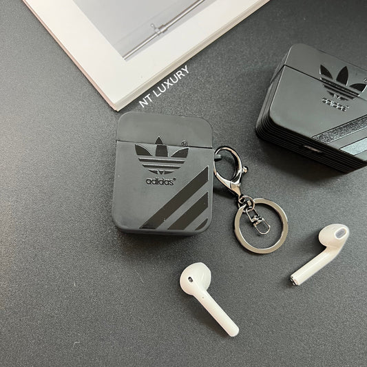 Schwarze trendige Airpods Hülle (Blatt)