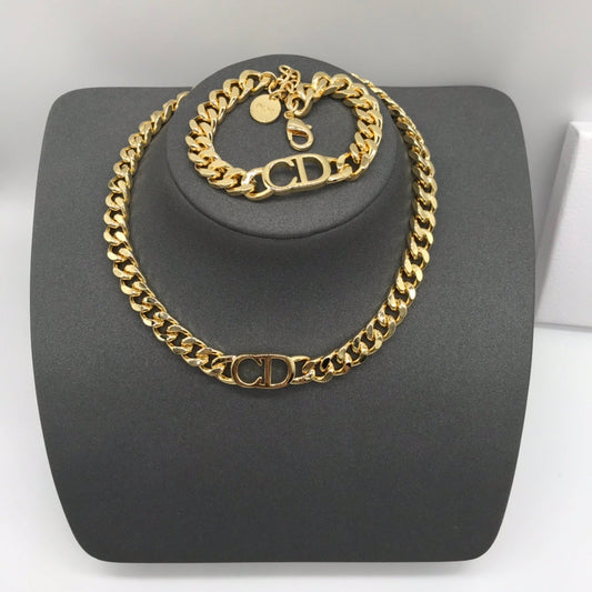 Dove Gold Chain Design Necklace & Bracelet 2 Set