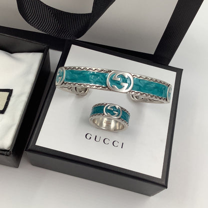 Bague et Bracelet Bleu-Vert