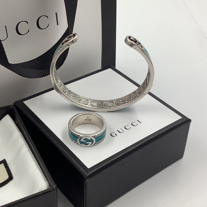 Bague et Bracelet Bleu-Vert