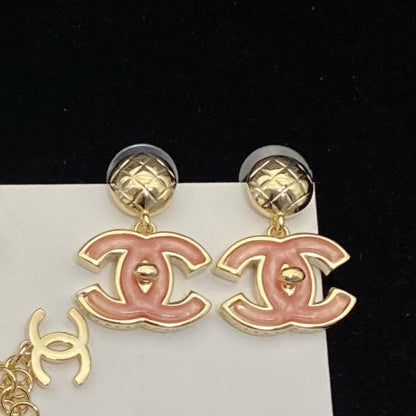 Pink Girl CC Design 4 Set (Earrings1 & 2+Brooch +Necklace)