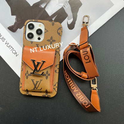 Coque Samsung Motif Floral Rétro avec Cordon et Porte-cartes