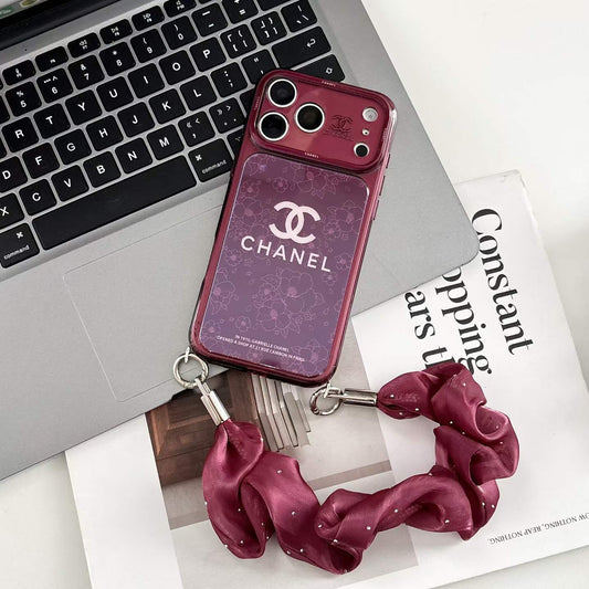 Burgundy CC Fancy Phone Case With Strap