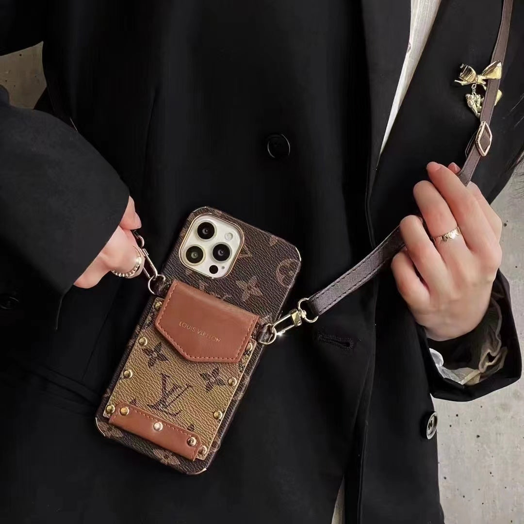 Coque de téléphone de luxe extravagante avec cordon