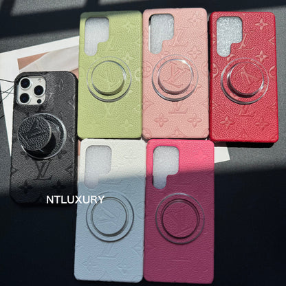 Litschi-Lederliebe Samsung Hülle mit Magsafe Halter