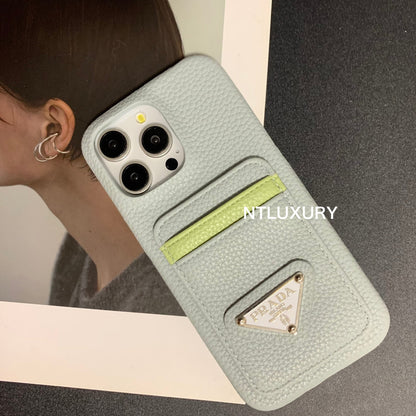 Litchi Pattern Phone Case with Pocket for iPhone