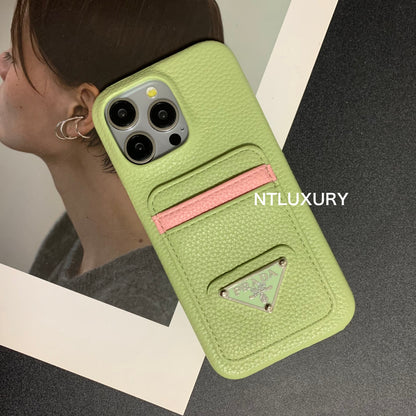 Litchi Pattern Phone Case with Pocket for iPhone