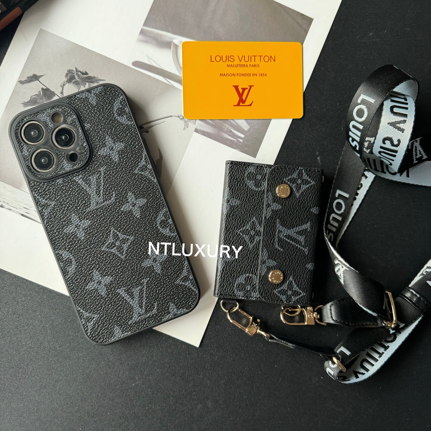 Coque iPhone Found Love avec porte-monnaie et rayures (Lot de 3)