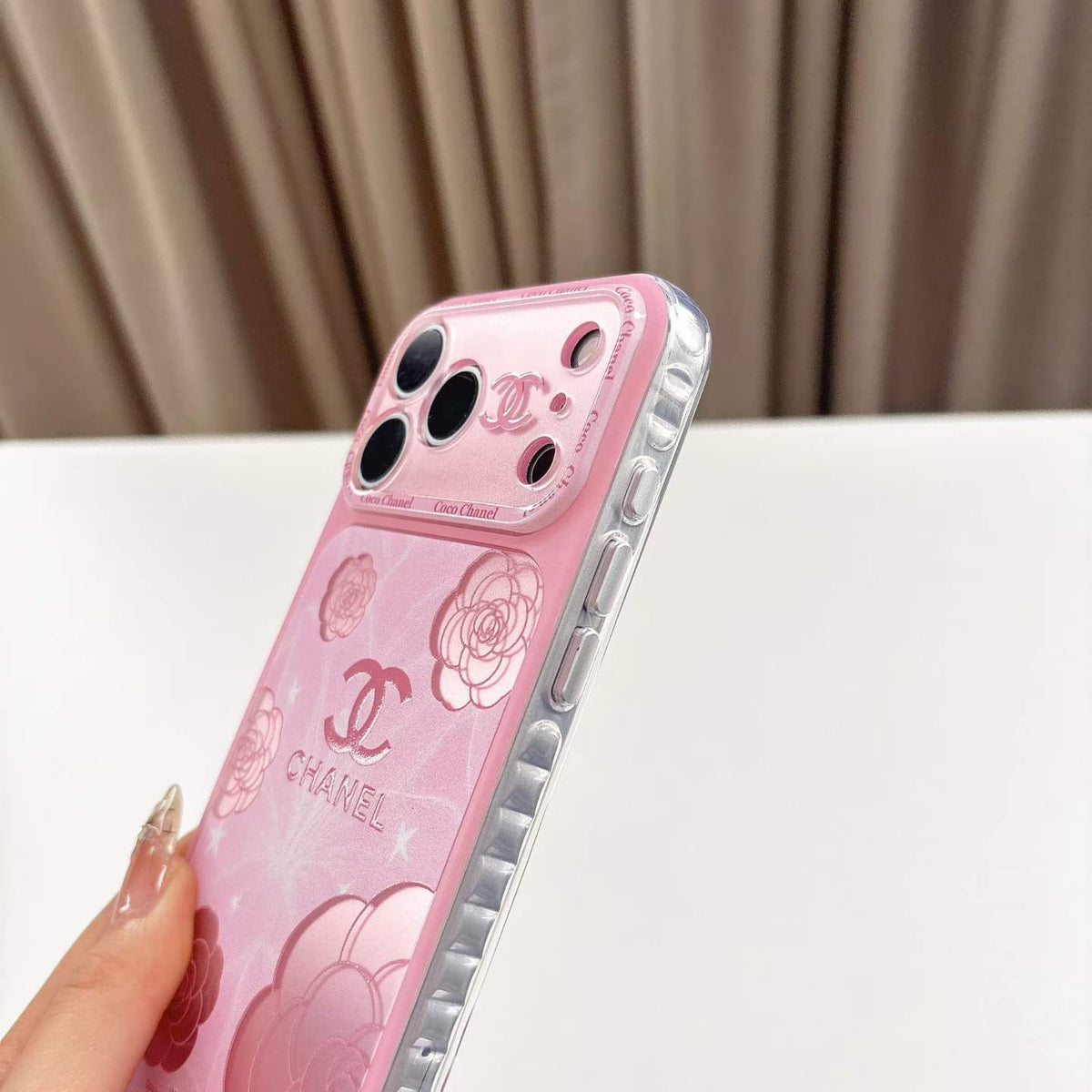 Pink CC Camellia Design Fancy Phone Case