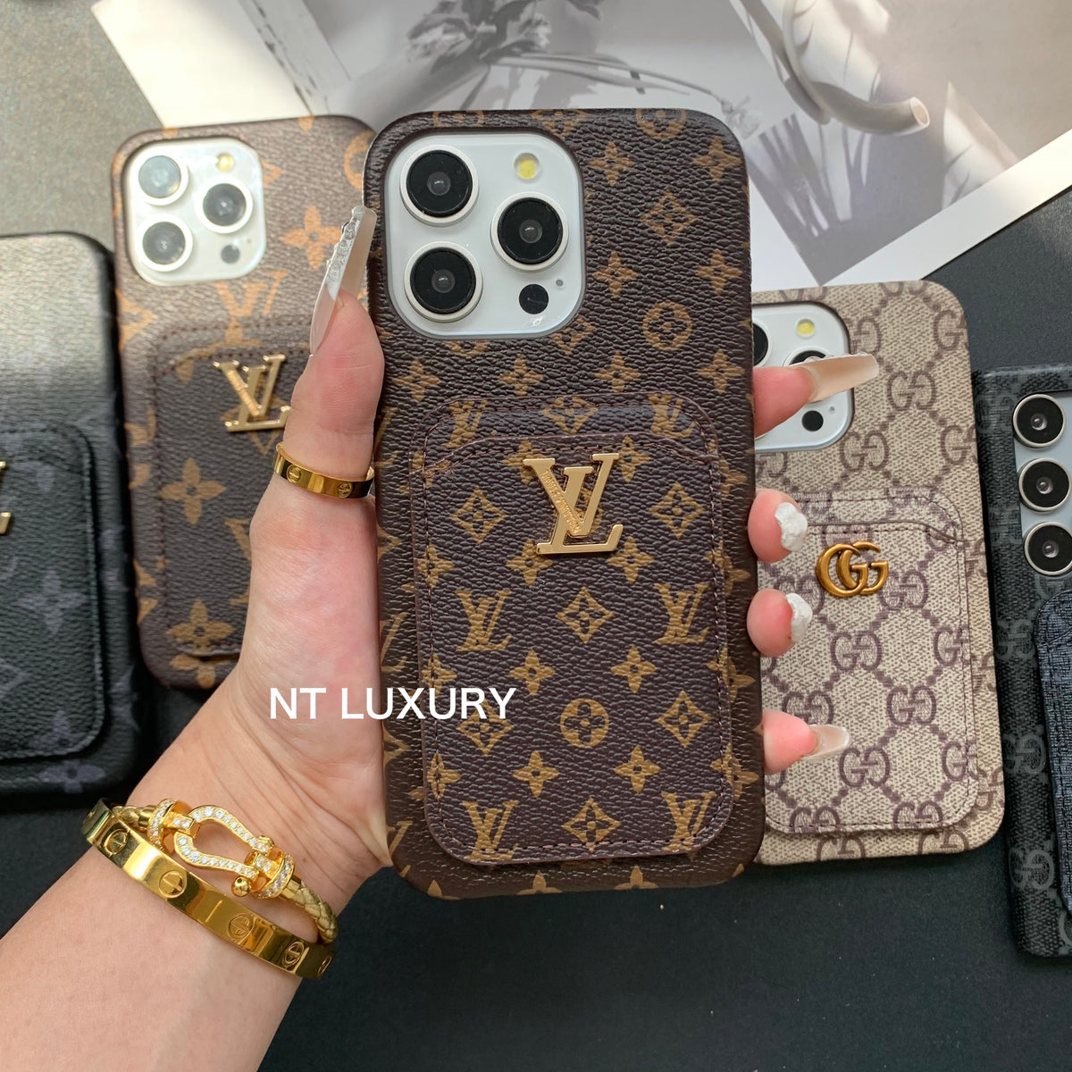 Coque de téléphone à motif cœur avec porte-monnaie