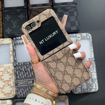 Vintage Floral Case For Z-Flip Series with Pocket (Brown Good)