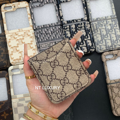 Vintage Floral Case For Z-Flip Series with Pocket (Brown Good)