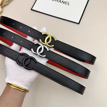 Ceinture en cuir CC pour femme (noir)