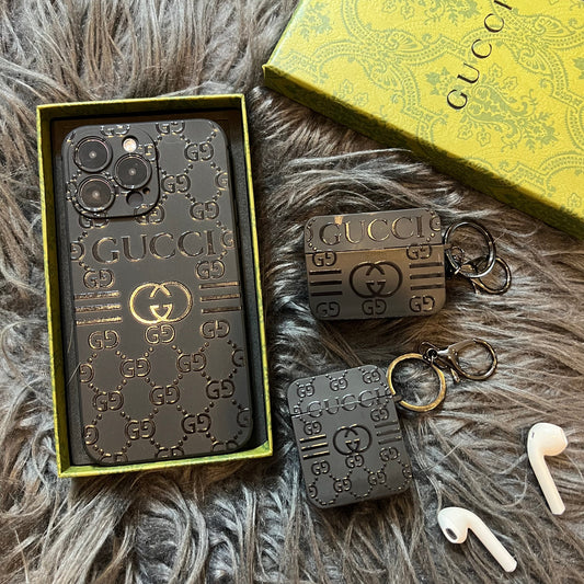 Schwarze trendige Airpods-Hülle ( G )