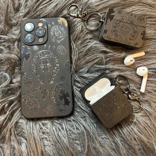 Schwarze trendige Airpods Hülle (Herz-Spaß)