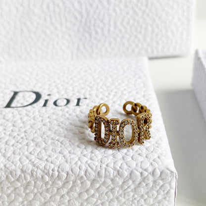 Bague ouverte vintage avec chaîne
