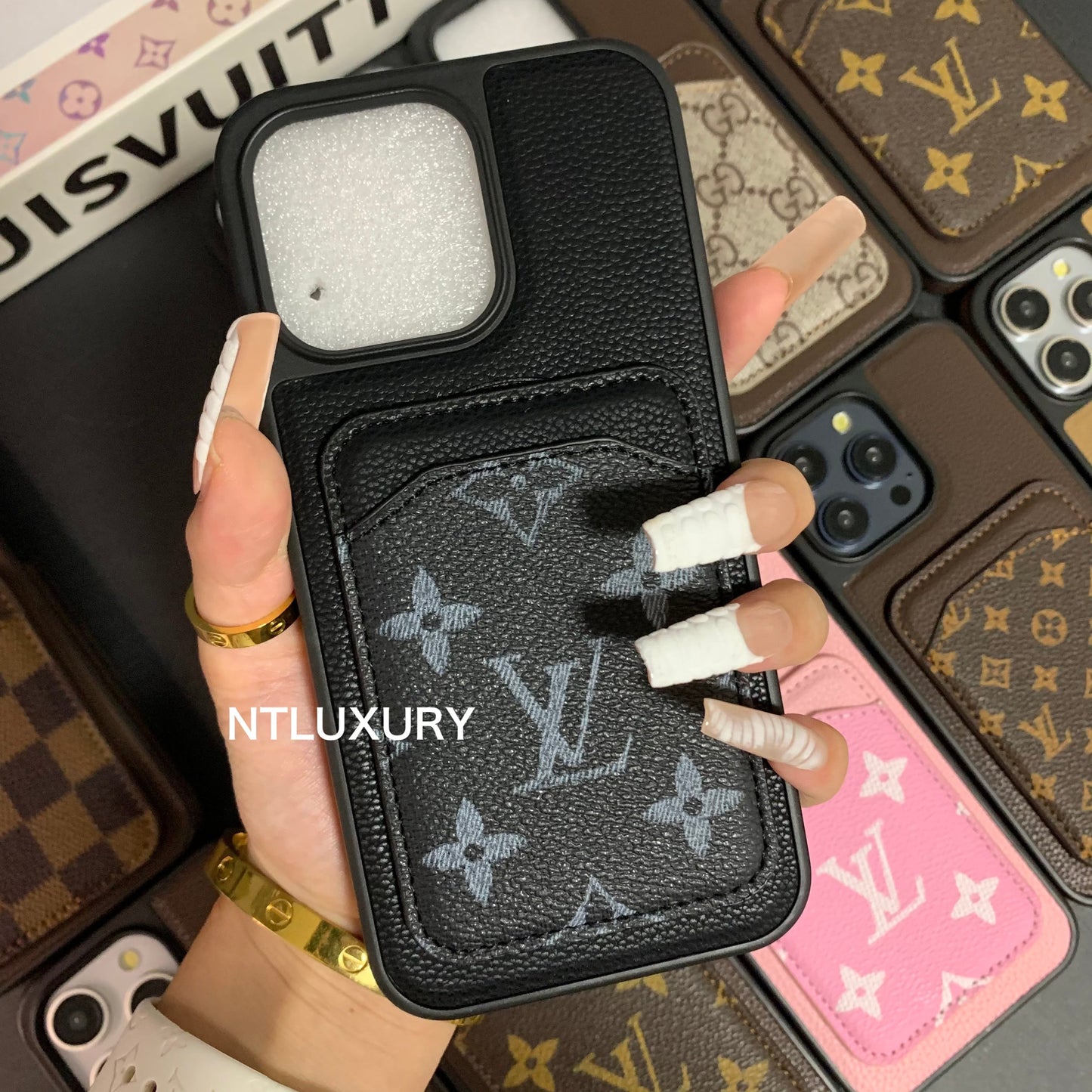 Magsafe Card Pocket Design Phone Case (Black Love)