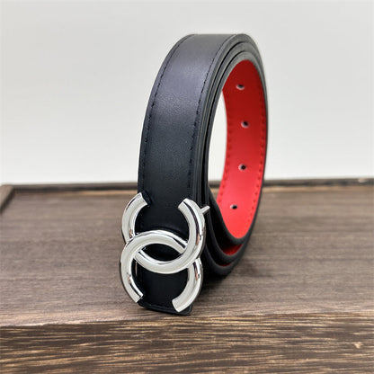 Ceinture en cuir CC pour femme (noir)