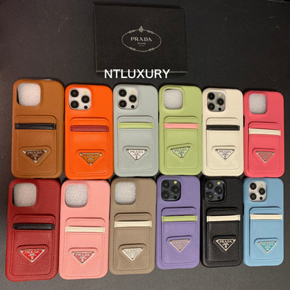 Litchi Pattern Phone Case with Pocket for iPhone