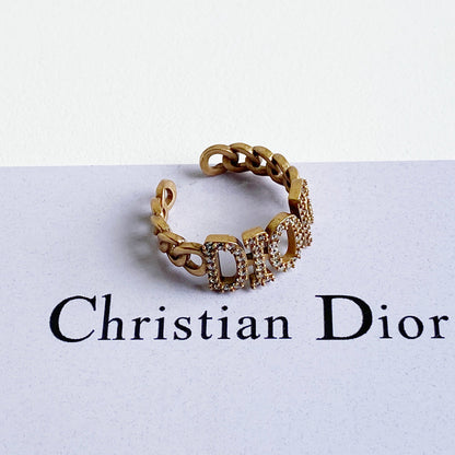 Bague ouverte vintage avec chaîne