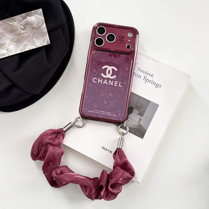 Burgundy CC Fancy Phone Case With Strap